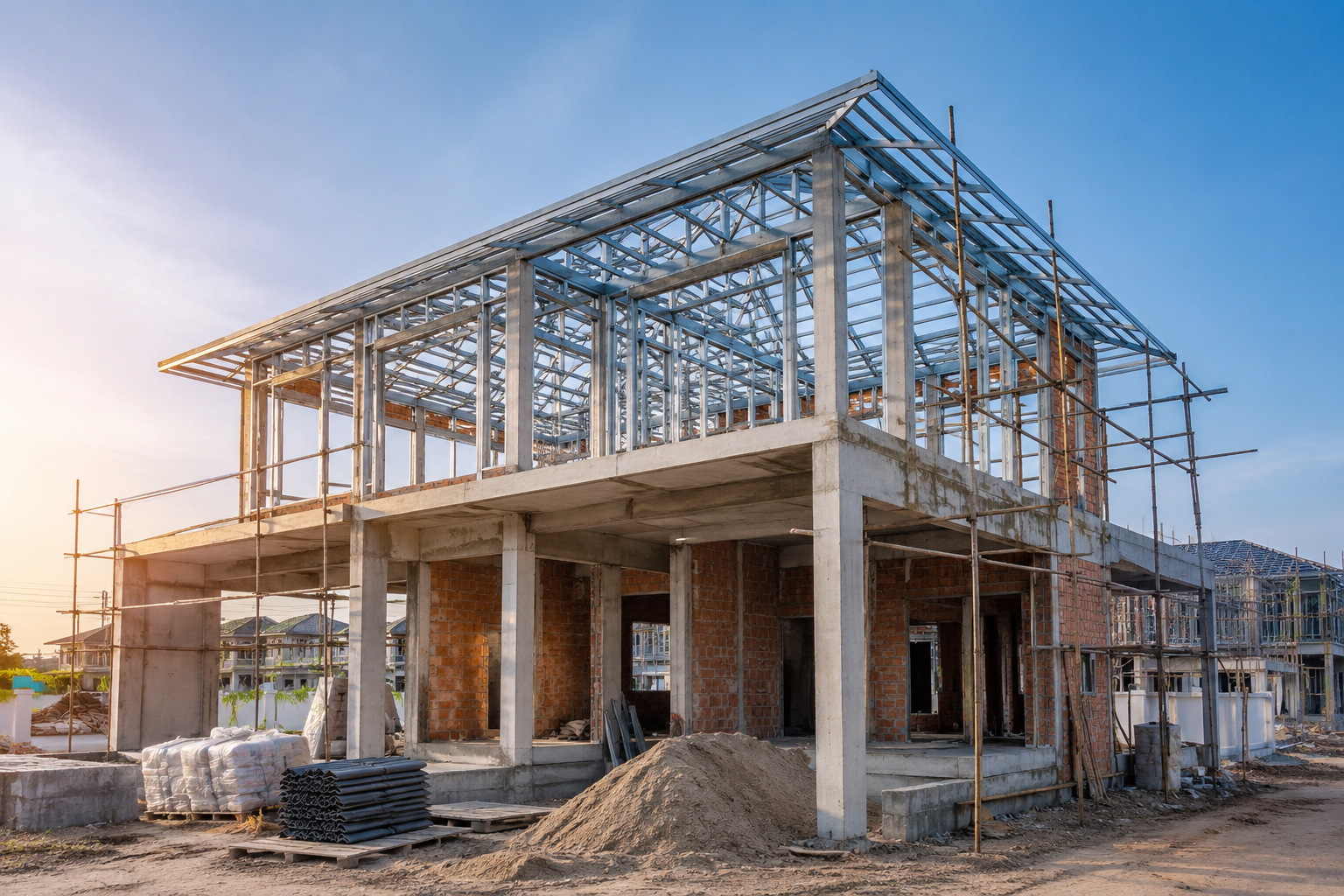 Vivienda unifamiliar en construcción protegida con un seguro decenal para autopromotor